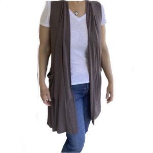 Extra long open duster vest slouch pockets